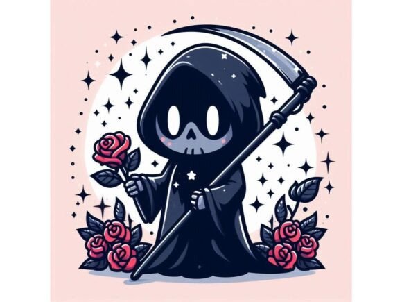 Download Cute Grim Reaper Silhouette Holding a Sc - Grim reaper silhouette Collection