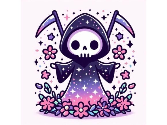 Download Kawaii Grim Reaper Silhouette with a Gal - Grim reaper silhouette Collection