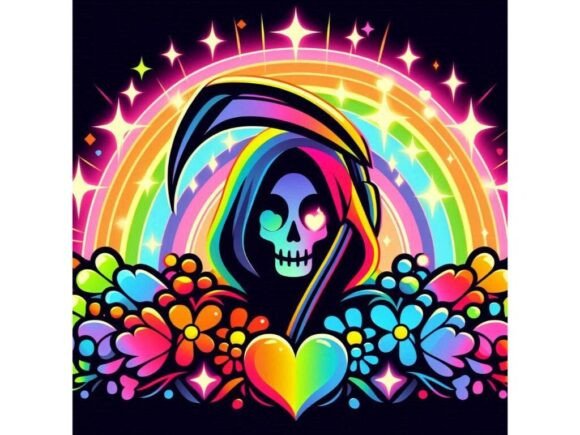 Download Rainbow-colored Grim Reaper Silhouette S - Grim reaper silhouette Collection