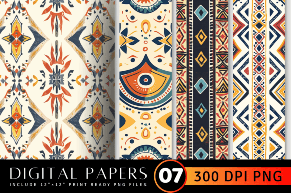 Download Tribal Bohemian Digital Paper Pattern - Premium Bundle