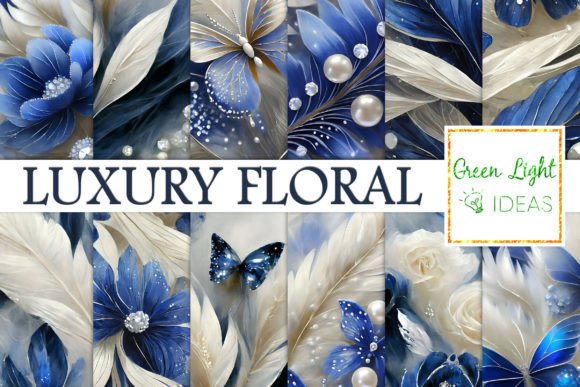 Download Blue and Silver Luxury Floral Background - Luxury Collection