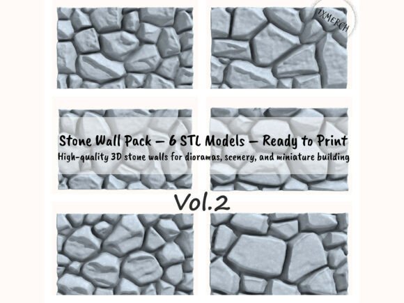 Download Medieval Stone Wall STL -&nbsp;6 Unique 3D Stone Wall Models - Wall Collection