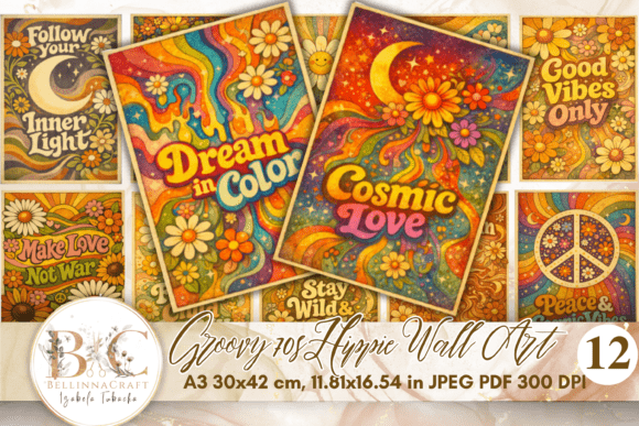 Download Groovy 70s Hippie Wall Art Printable - Wall Collection