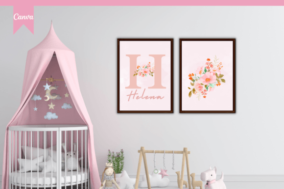 Download Custom Name Girl Nursery Wall Art, Canva - Wall Collection